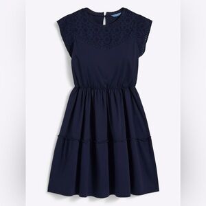 NWT Draper James Nassau Navy Knit Eyelet Dress Cotton Large